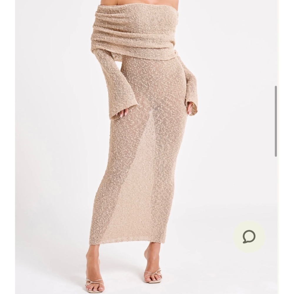 Meshki off the shoulder boucle maxi dress